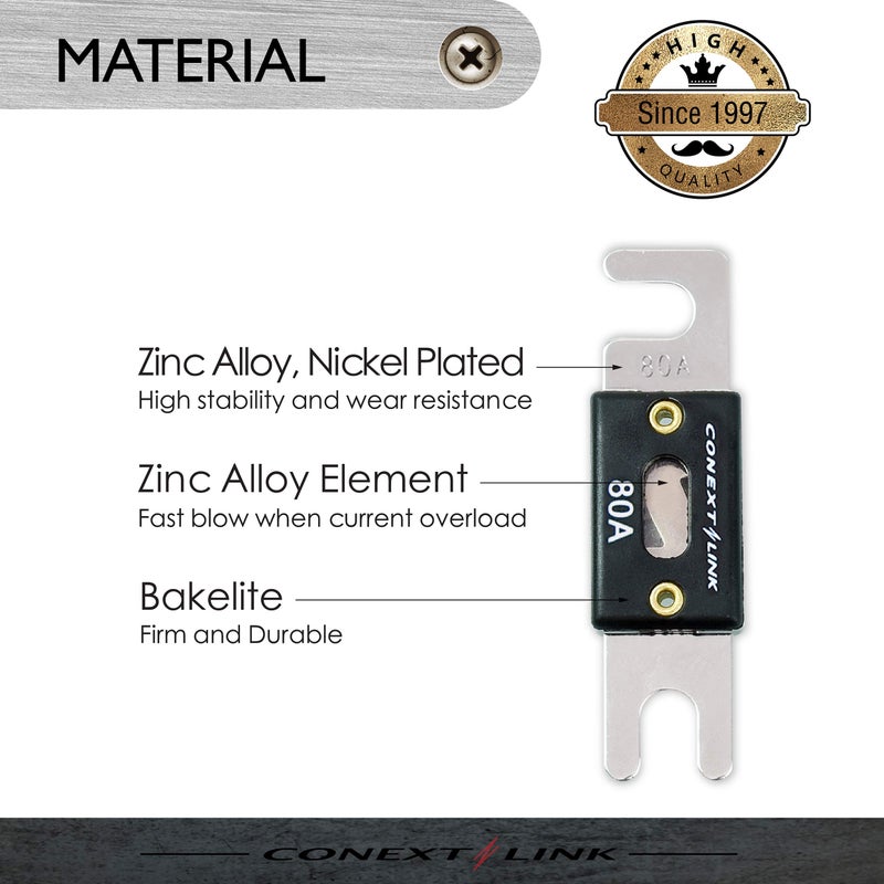 Conext Link ANL80-5 80 A Amp ANL Blade Fuse Nickel Plated 5 Pack - Image 2
